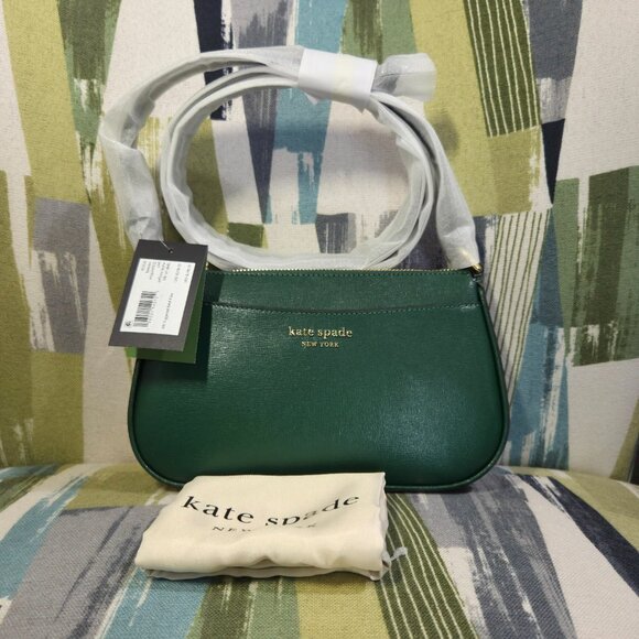 Kate Spade New York Bleecker Saffiano Small Leather Crossbody Bag In Arugula - Picture 3 of 13